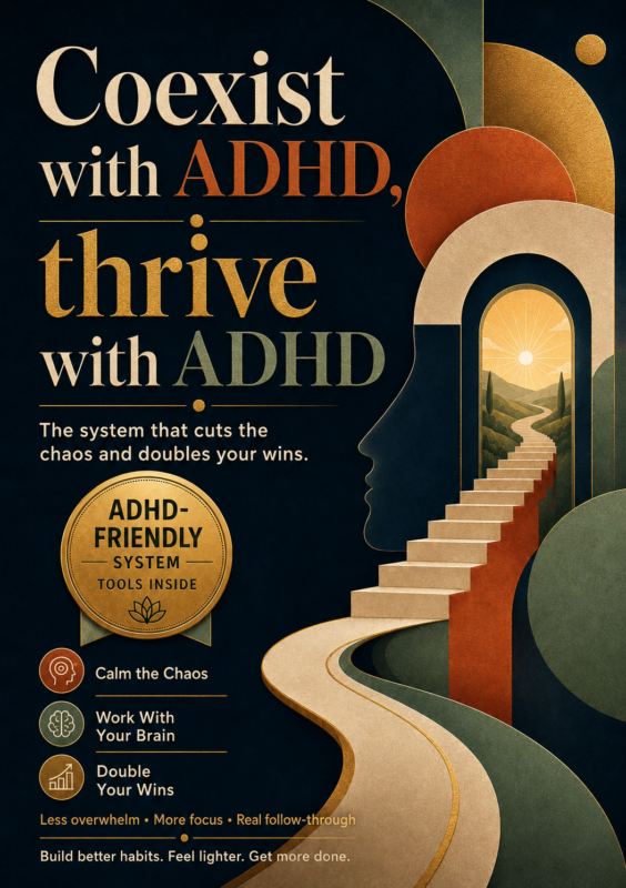 Coexist with ADHD, thrive with ADHD: The system that cuts the chaos and doubles your wins.